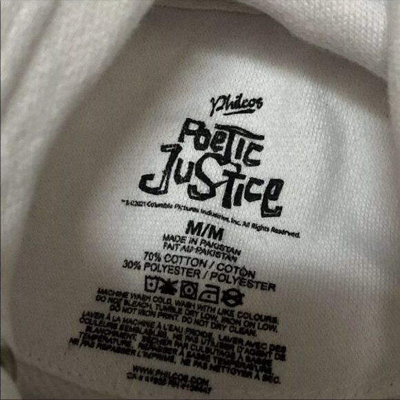 Tupac Poetic Justice Men’s Hoodie White Graphic Logo Sweatshirt Hip Hop NEW - Picture 8 of 8